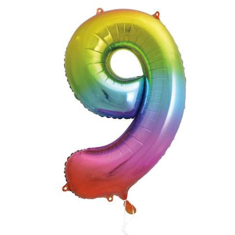 Click to view product details and reviews for Supershape Rainbow 34 Helium Balloon Number 9.