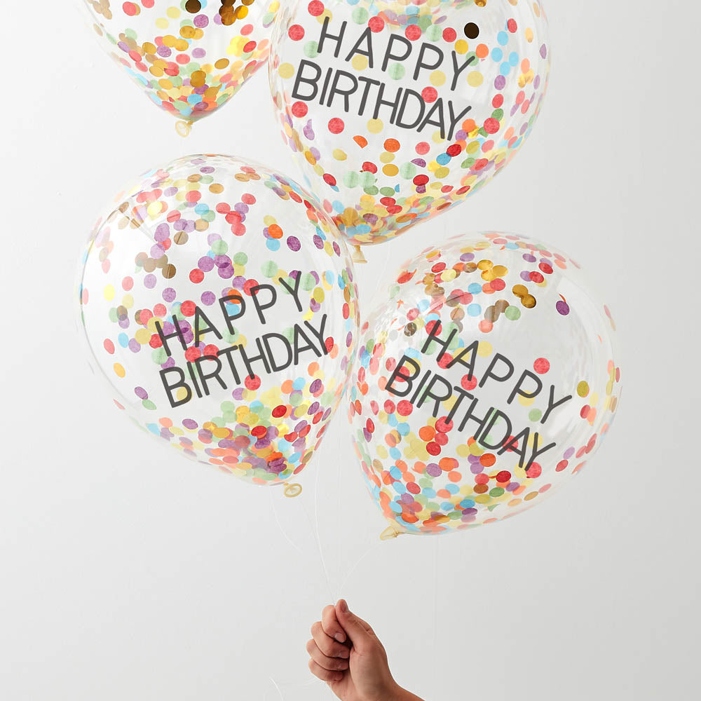 Happy Birthday Confetti Balloons X5