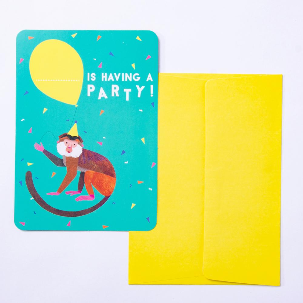 Party Animals Party Invitations X8