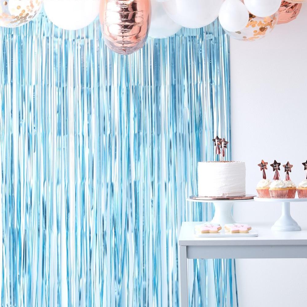 Click to view product details and reviews for Fringe Backdrop Pale Blue.