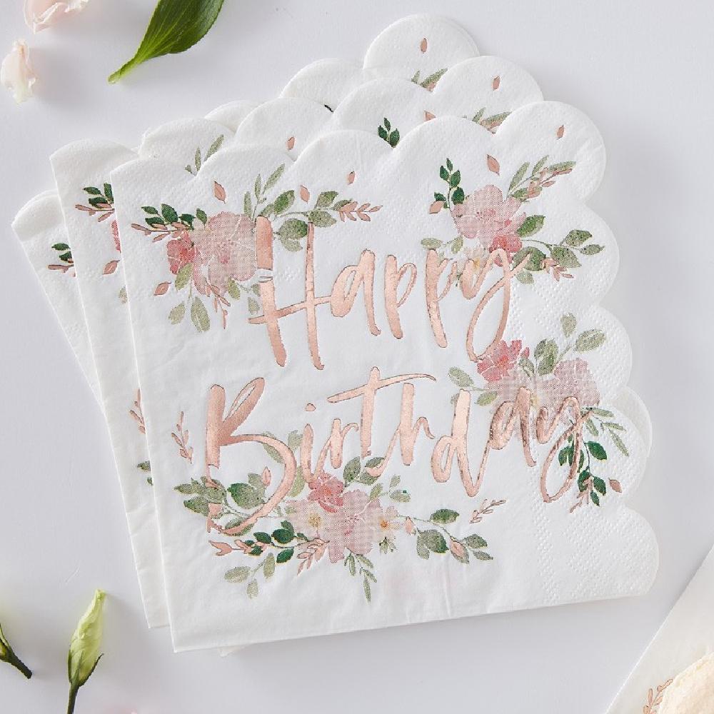 Click to view product details and reviews for Ditsy Floral Happy Birthday Napkins X16.