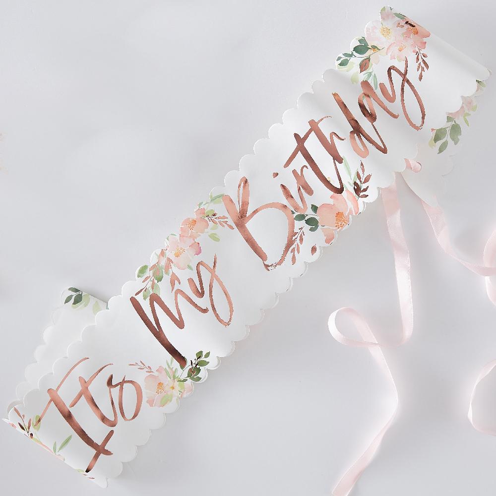 Click to view product details and reviews for Ditsy Floral Rose Gold Birthday Sash.