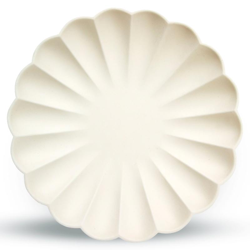 Simply Eco Cream Large Scalloped Party Plates X8