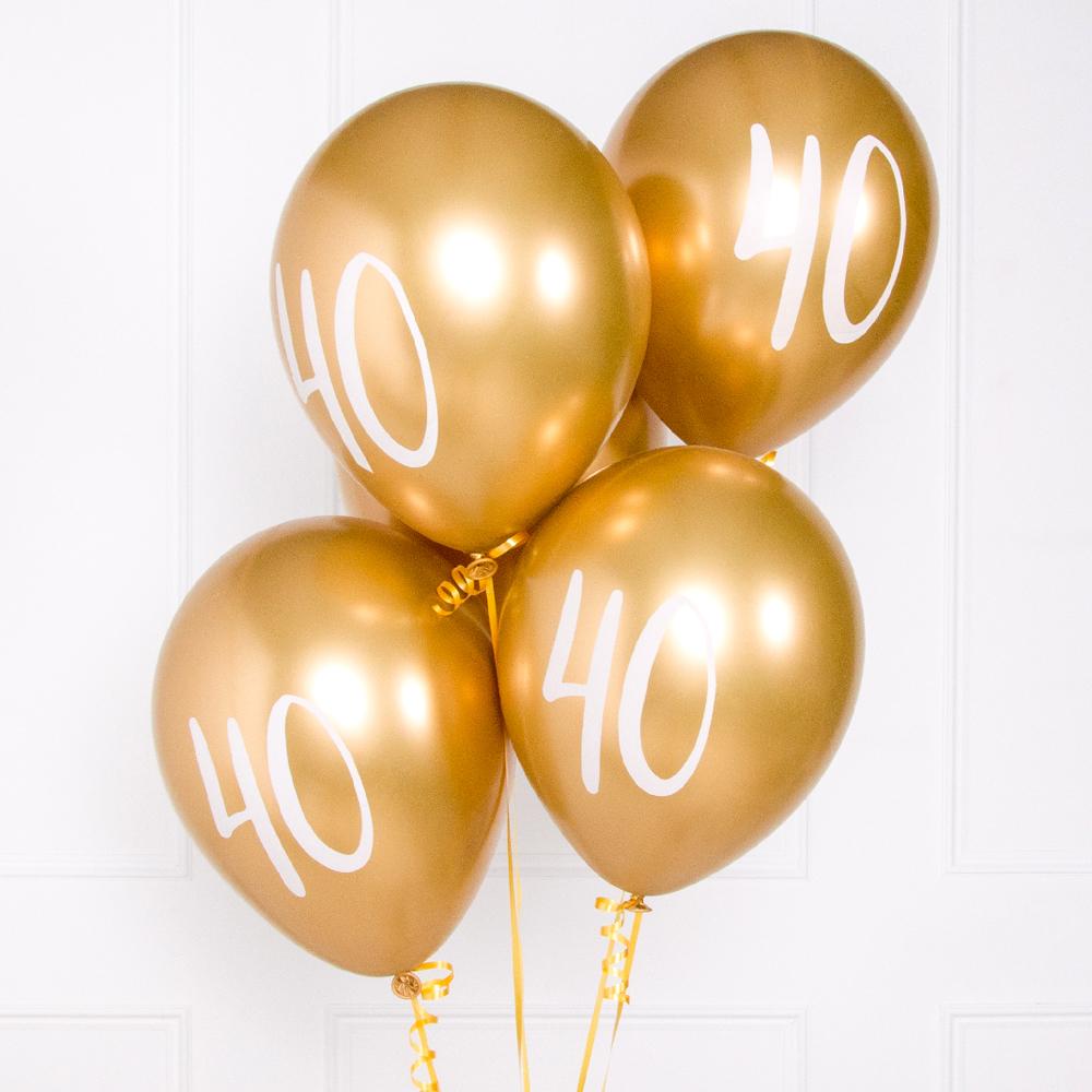 Milestone Birthday Gold 40th Birthday Balloons X5