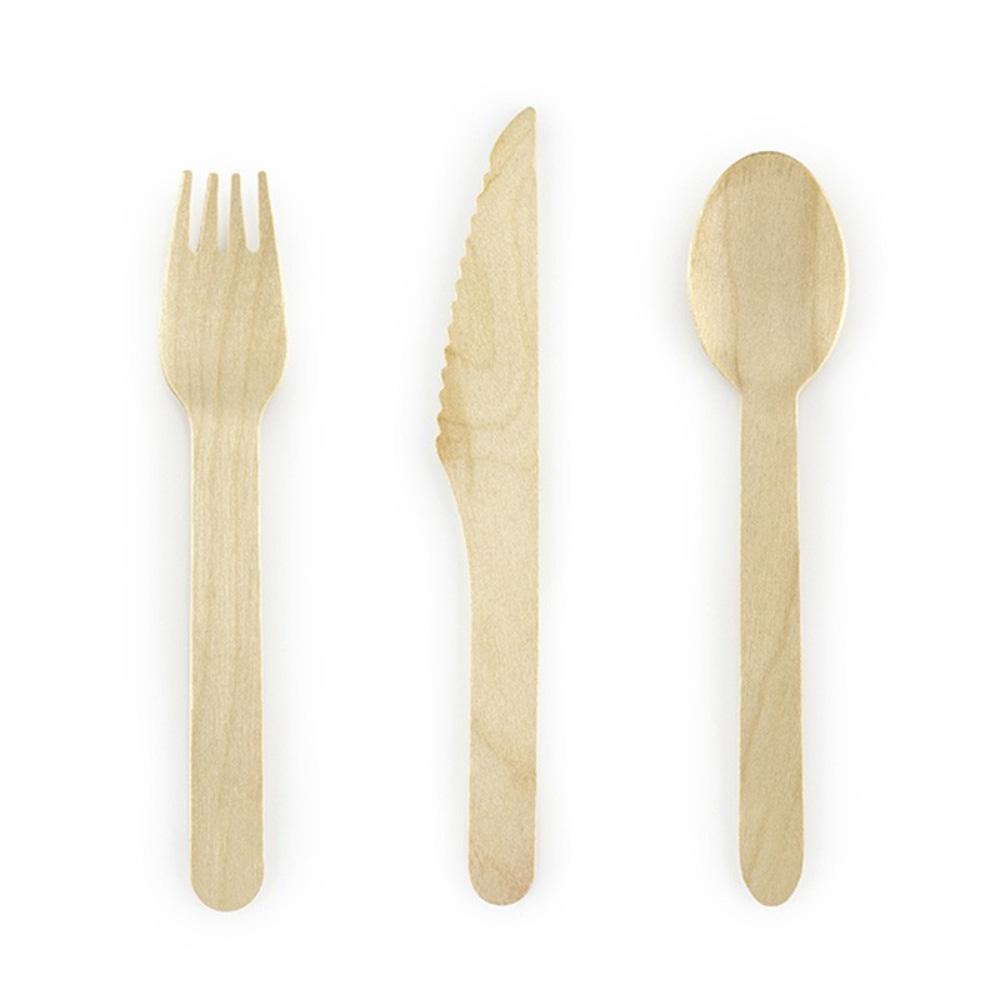 Wooden Party Cutlery Natural X18