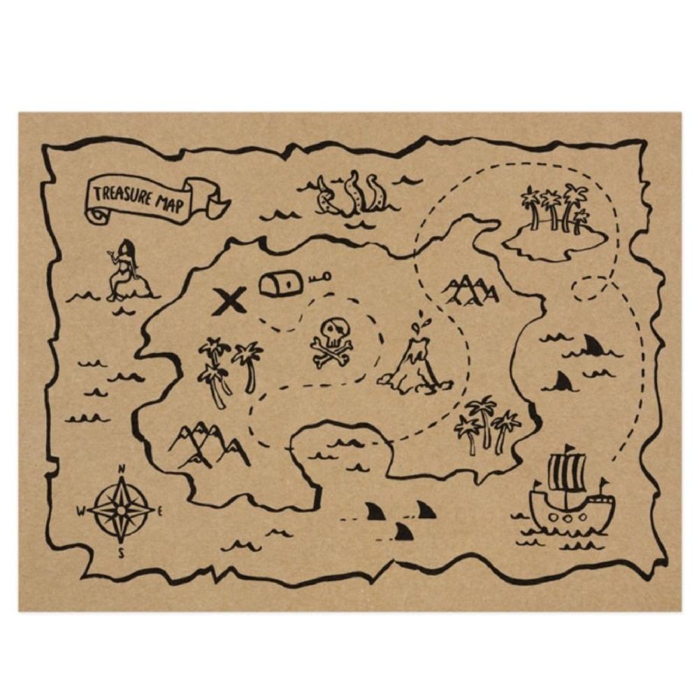 Pirate Party Treasure Map Placemats X6
