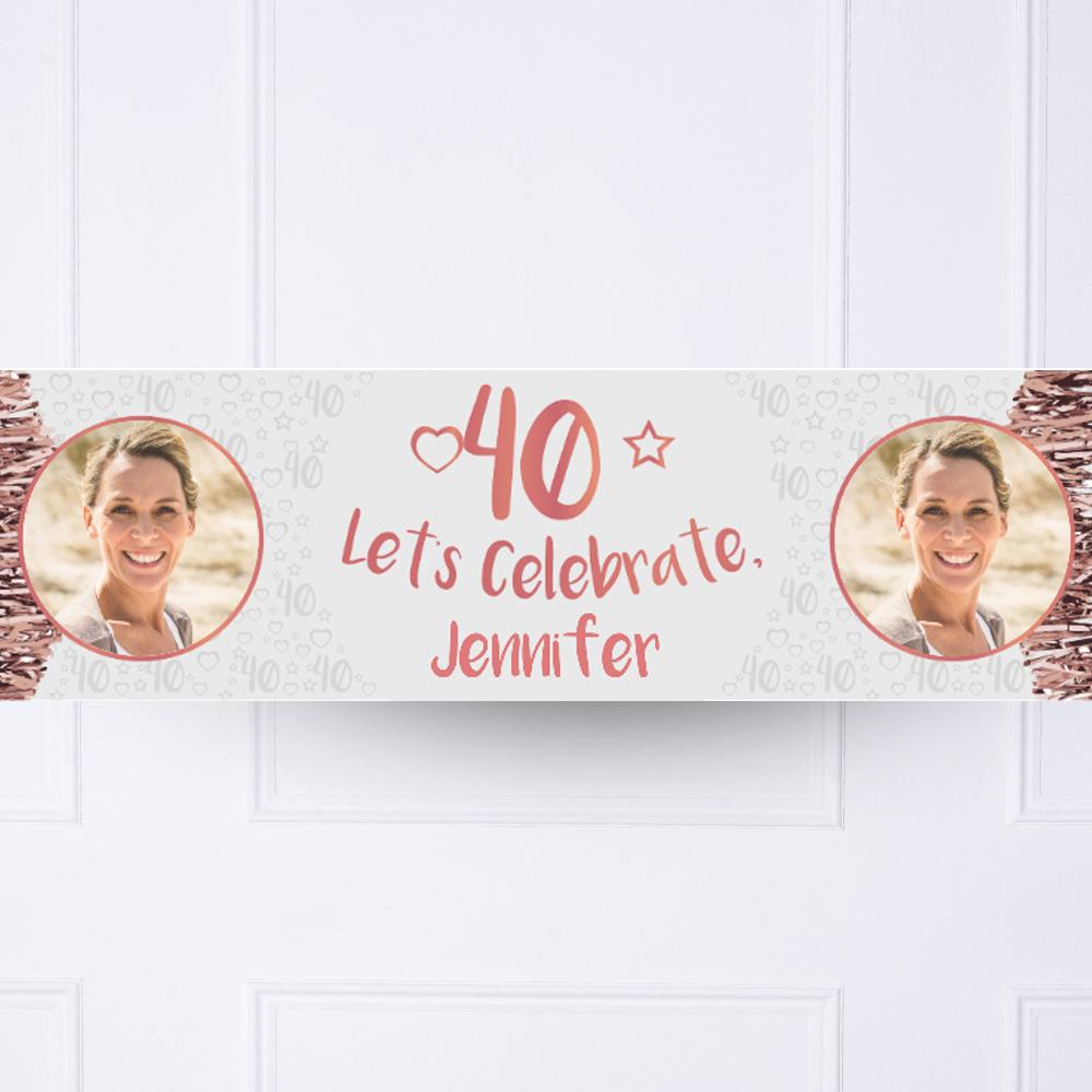 Rose Gold 40th Personalised Party Banner