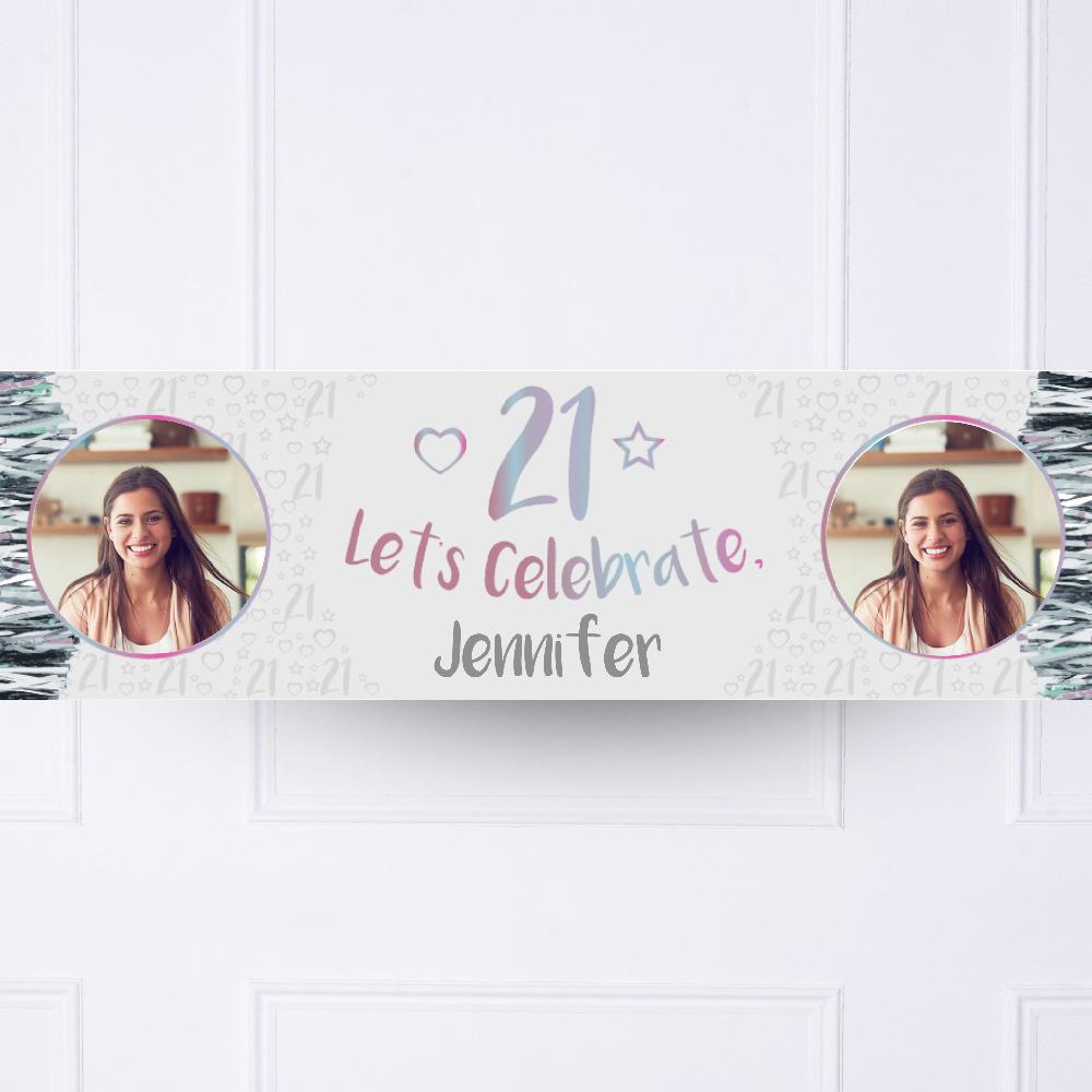 Click to view product details and reviews for Iridescent 21st Personalised Party Banner.