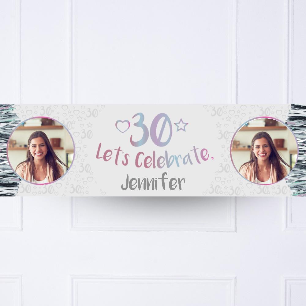 Click to view product details and reviews for Iridescent 30th Personalised Party Banner.