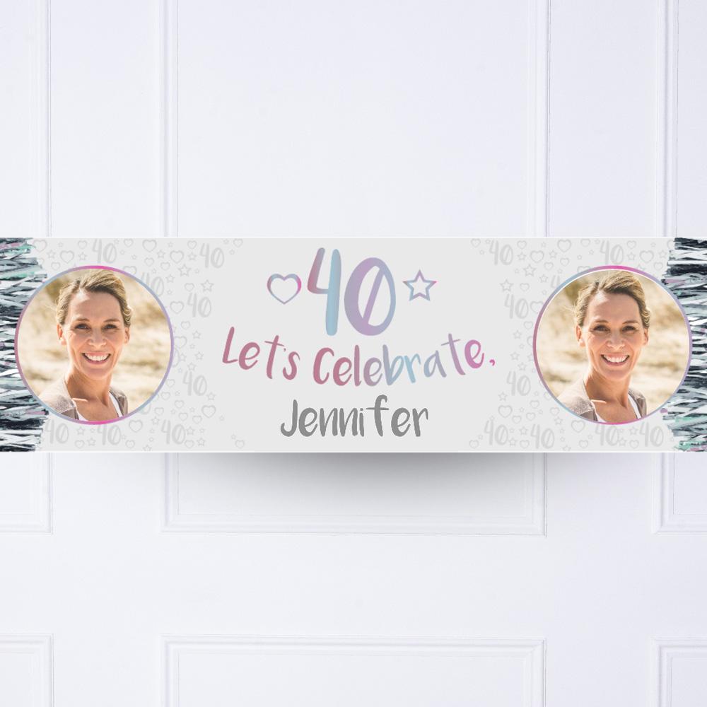 Iridescent 40th Personalised Party Banner