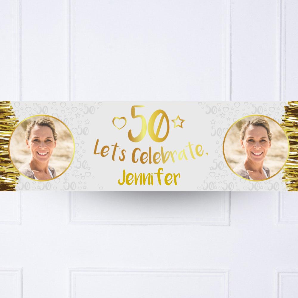 Click to view product details and reviews for Gold 50th Personalised Party Banner.