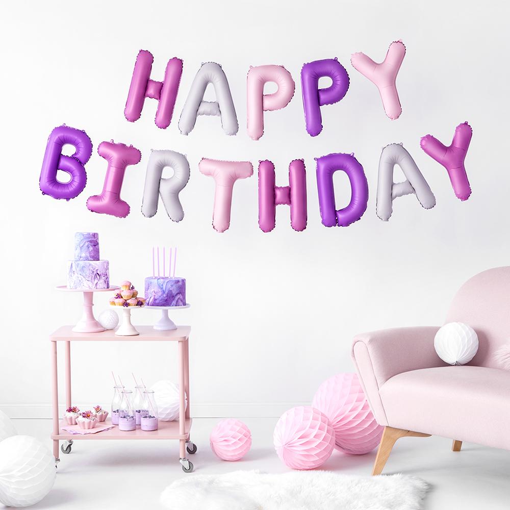 Happy Birthday Air Fill Foil Phrase Balloon Bunting Multi