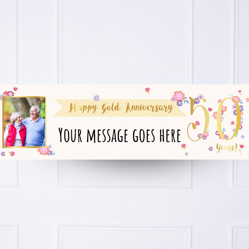 Click to view product details and reviews for Gold Anniversary Personalised Party Banner.