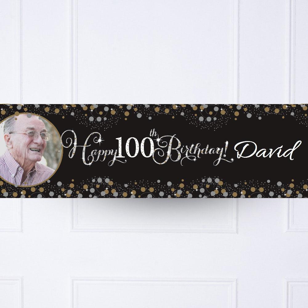 Click to view product details and reviews for Gold Celebration 100th Personalised Party Banner.