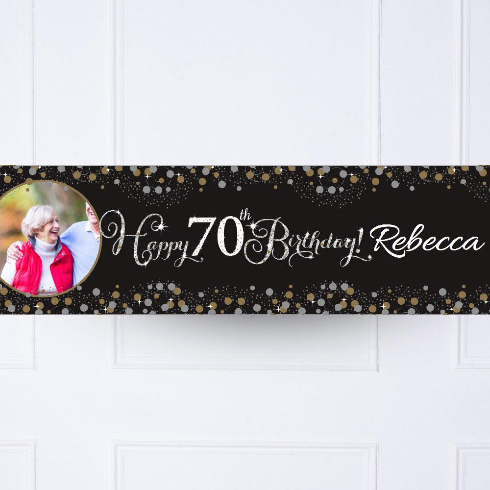 Click to view product details and reviews for Gold Celebration 70th Personalised Party Banner.