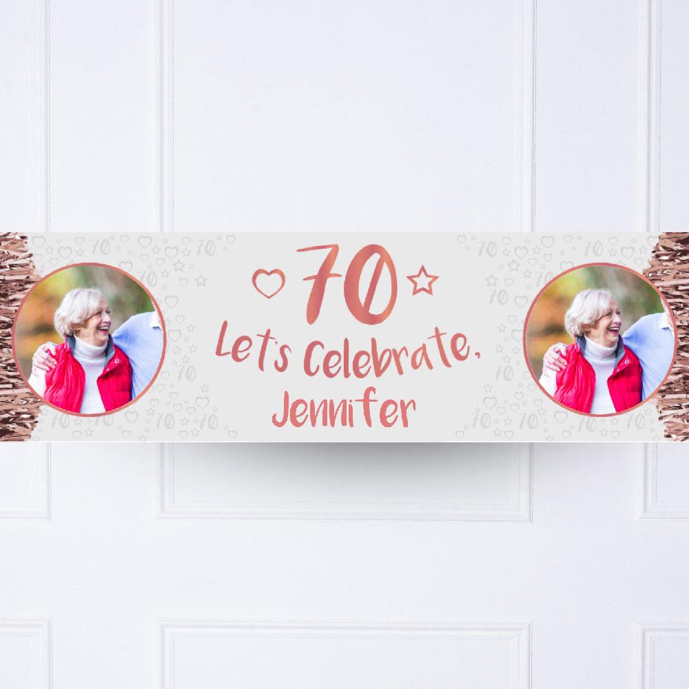 Click to view product details and reviews for Rose Gold 70th Personalised Party Banner.