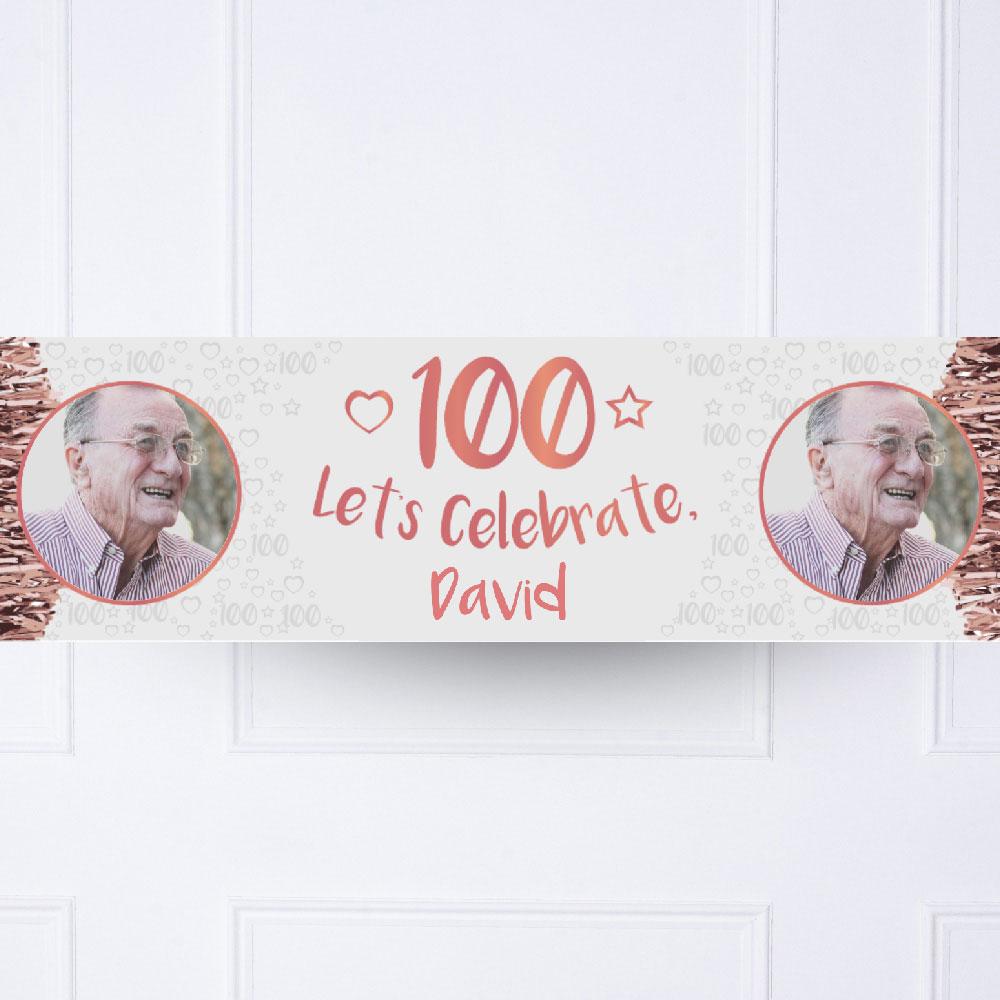 Click to view product details and reviews for Rose Gold 100th Personalised Party Banner.