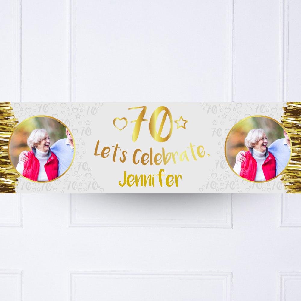 Click to view product details and reviews for Gold 70th Personalised Party Banner.