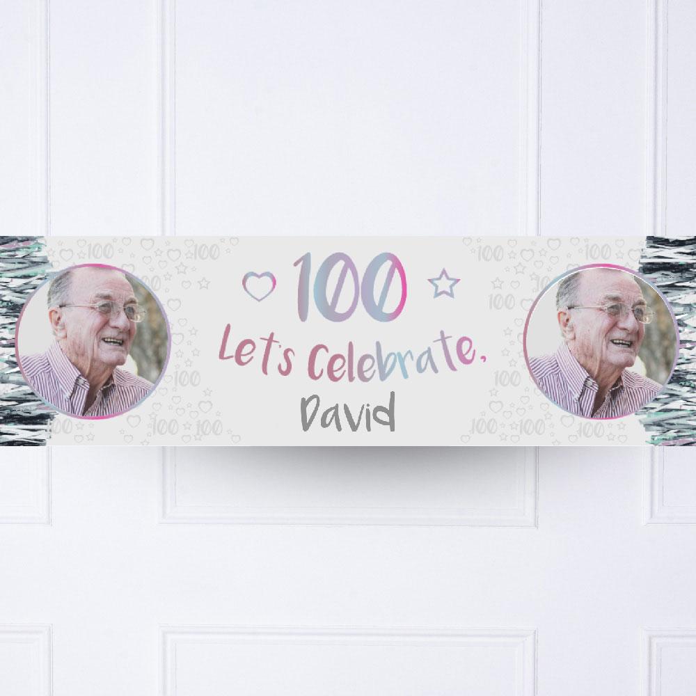 Click to view product details and reviews for Iridescent 100th Personalised Party Banner.