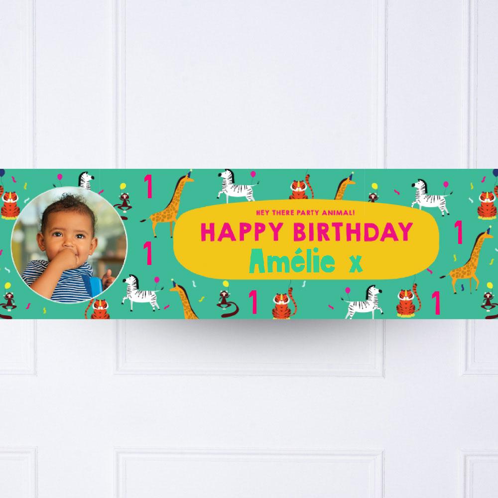 Animal Party 1st Birthday Personalised Party Banner