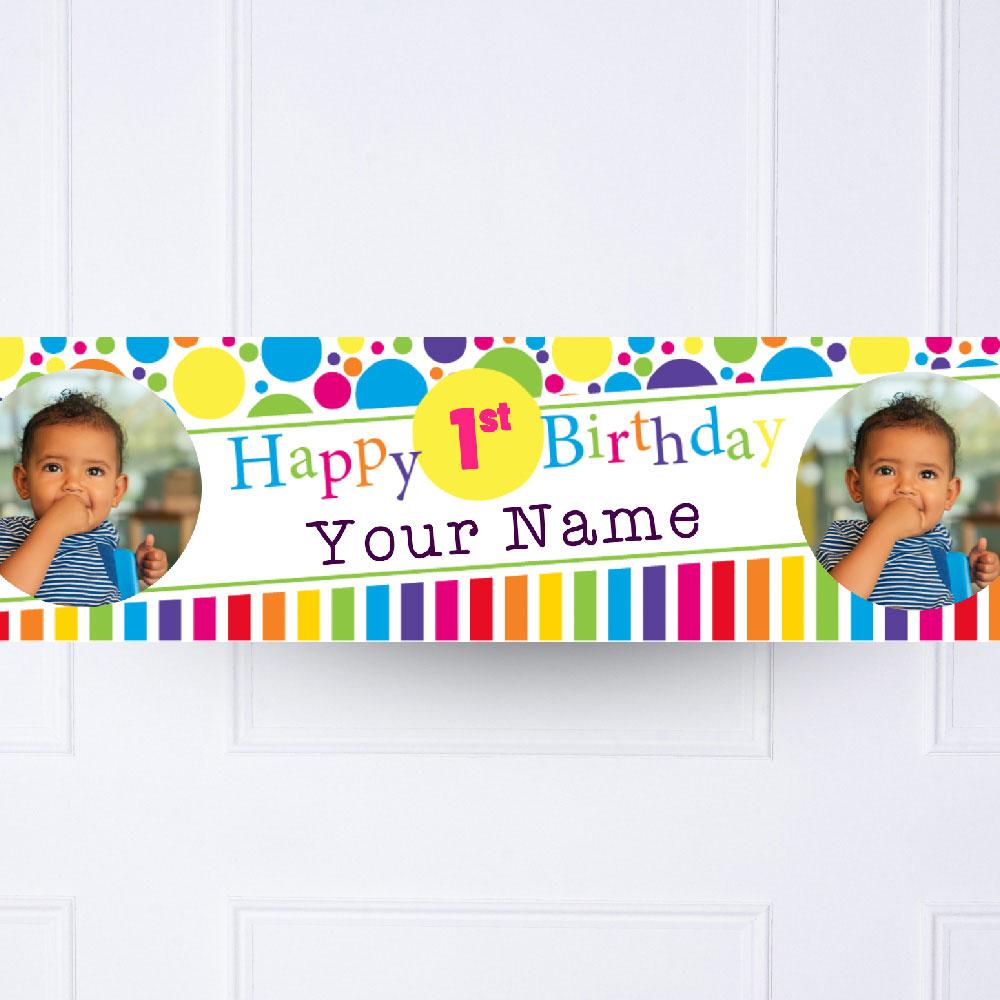 Click to view product details and reviews for Bright And Bold 1st Birthday Personalised Party Banner.