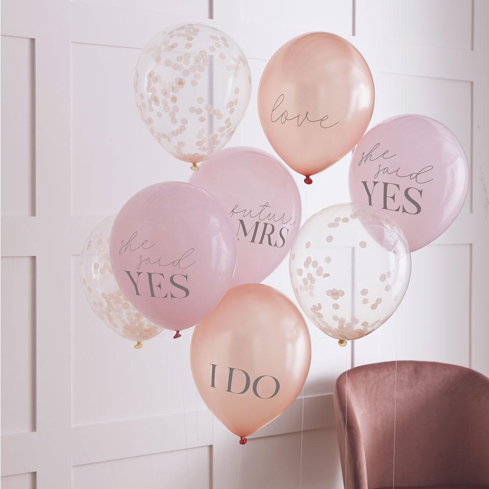 Blush Hen Slogan Confetti Balloons X8