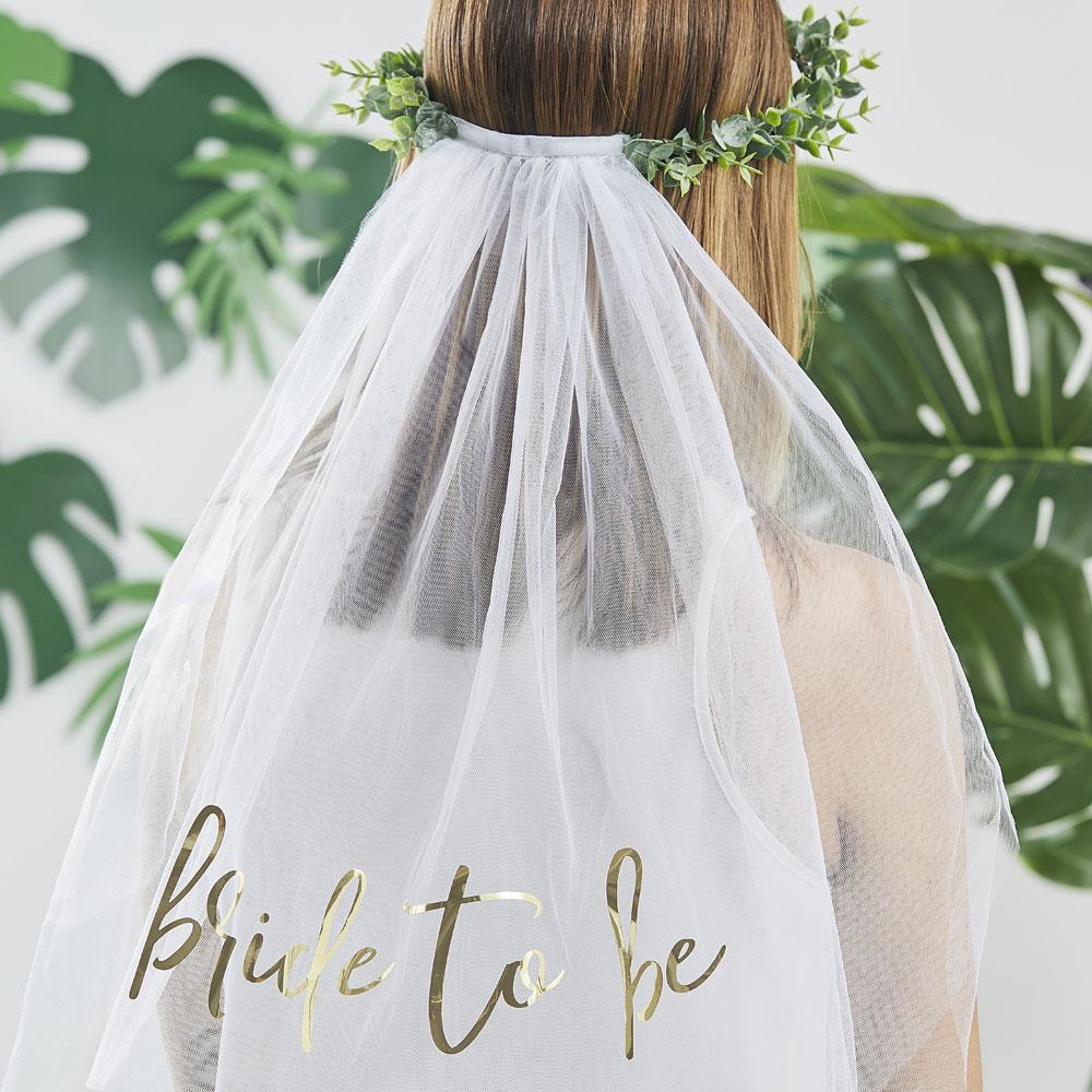 Botanical Eucalyptus Bridal Crown With Veil