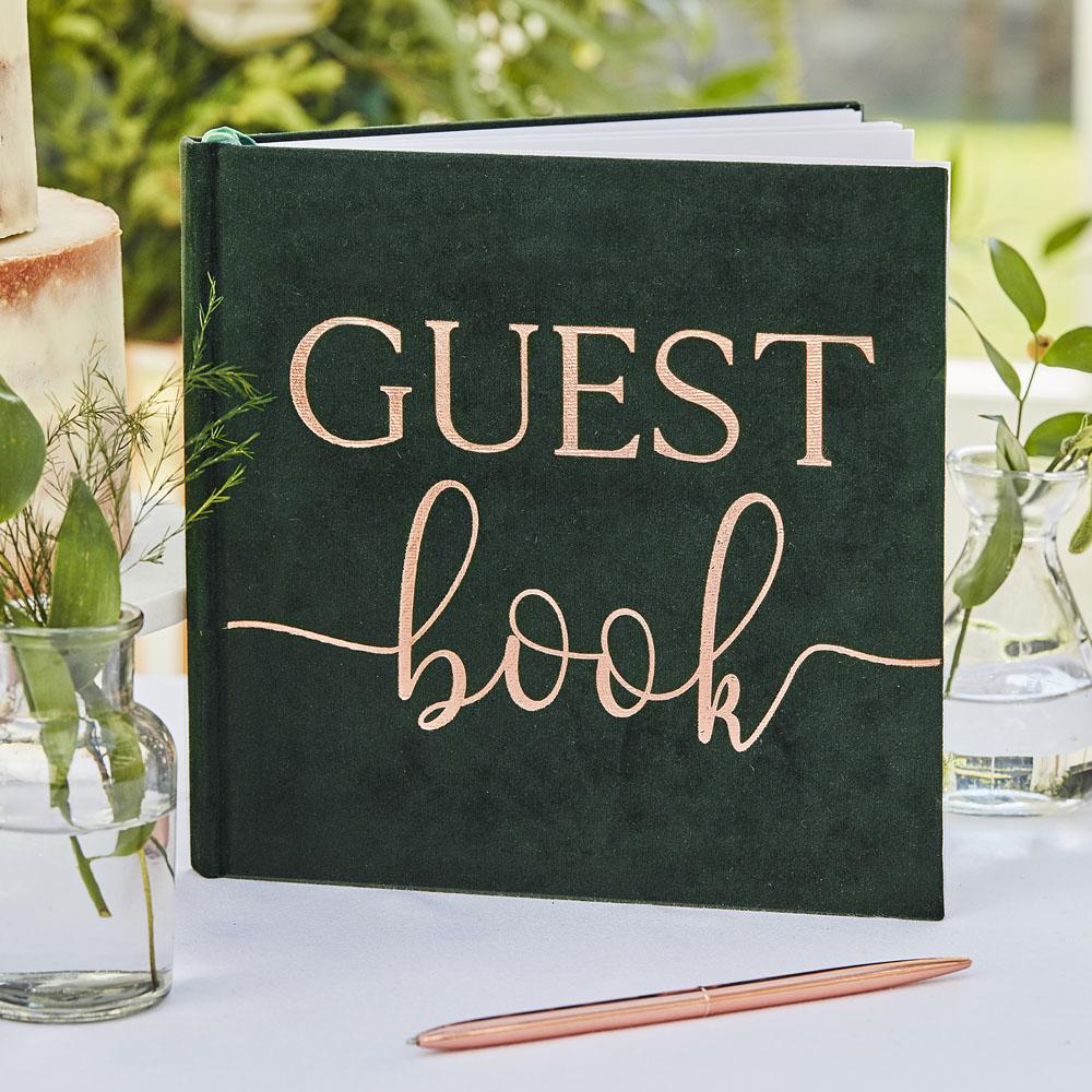 Click to view product details and reviews for Botanical Velvet Bronze Foiled Guest Book.