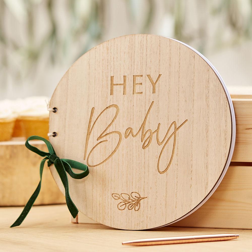 Click to view product details and reviews for Botanical Wooden Hey Baby Guest Book.