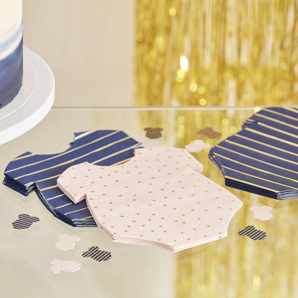 Click to view product details and reviews for Gender Reveal Foiled Baby Grow Shaped Napkins X16.