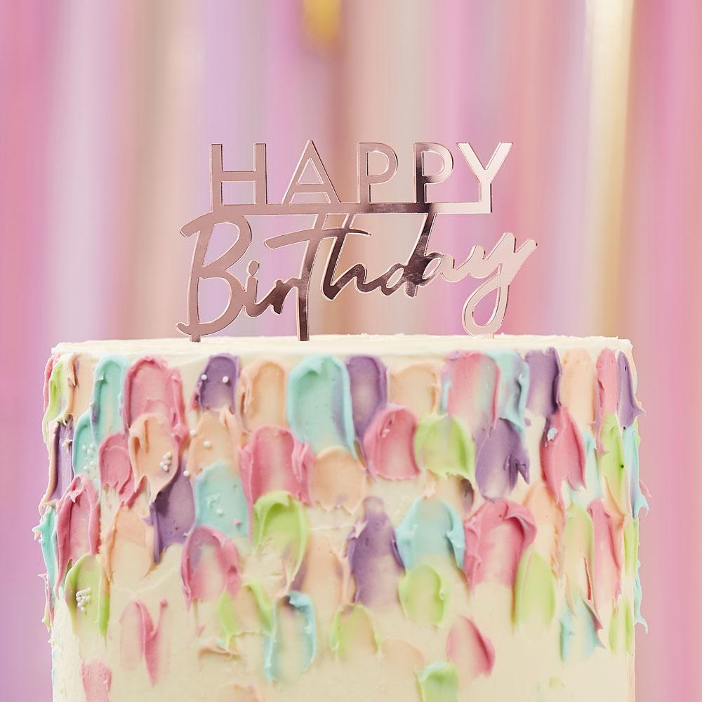 Mix It Up Happy Birthday Cake Topper