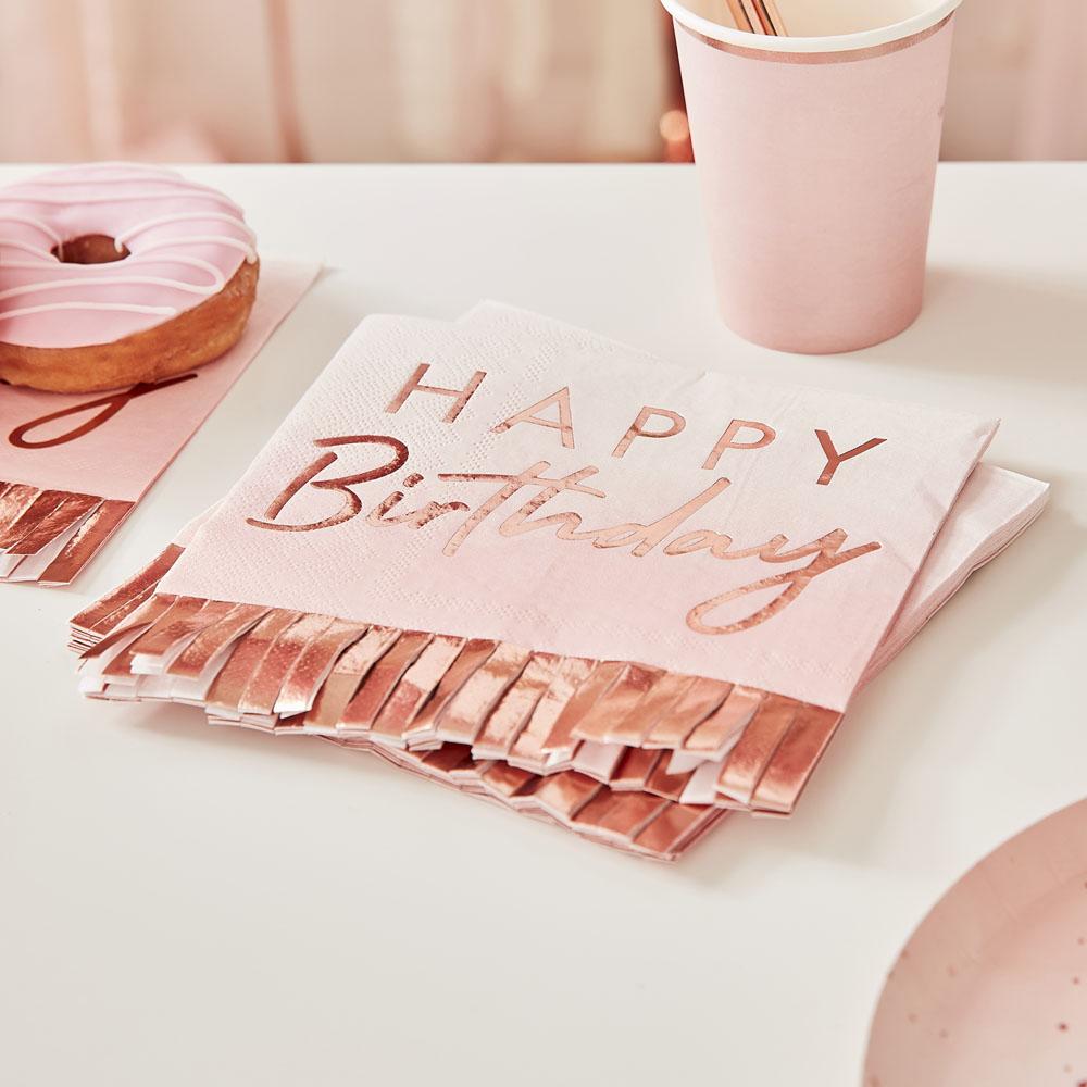 Click to view product details and reviews for Mix It Up Rose Gold Foiled Ombre Fringe Napkins.