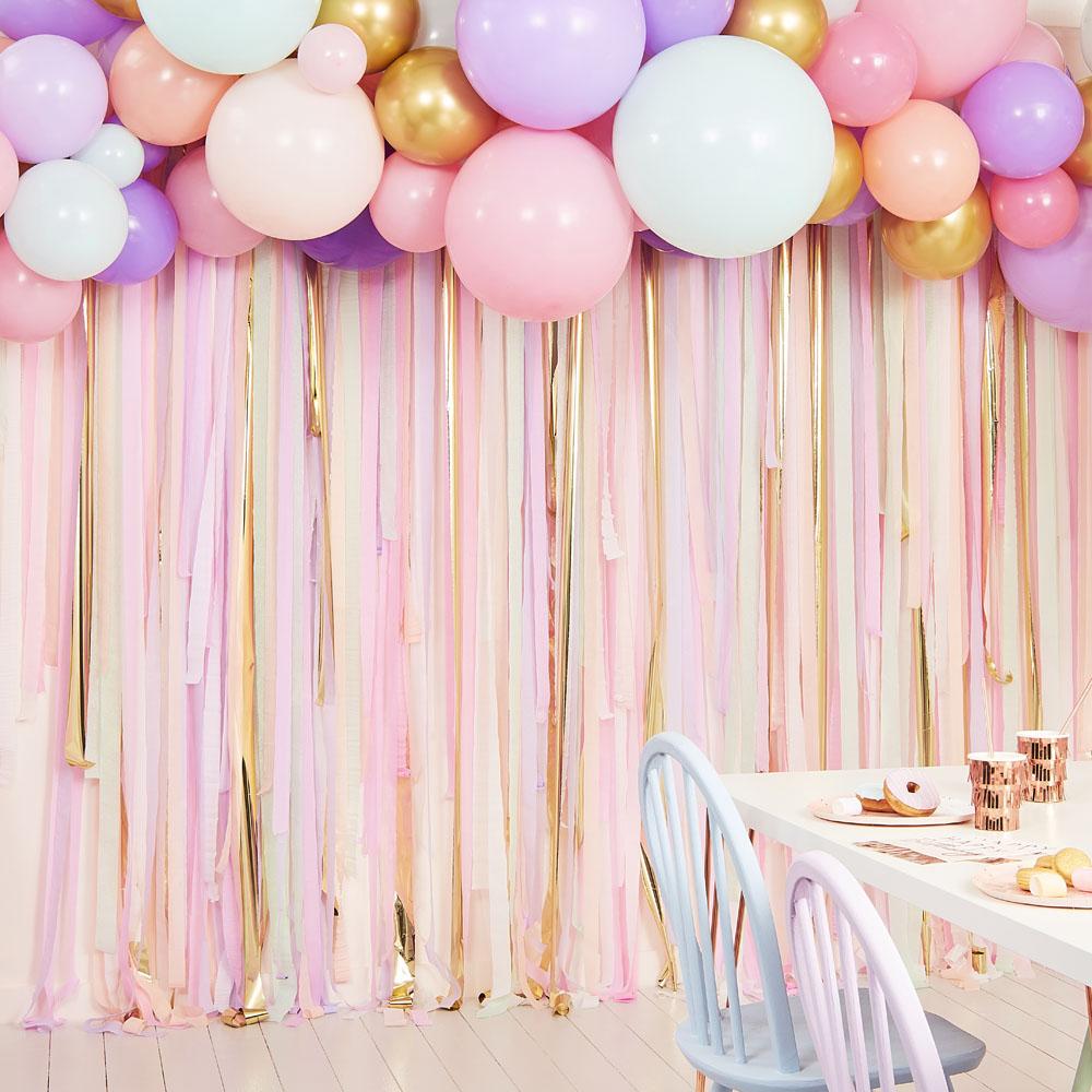Click to view product details and reviews for Mix It Up Pastel Gold Streamer Balloon Backdrop.