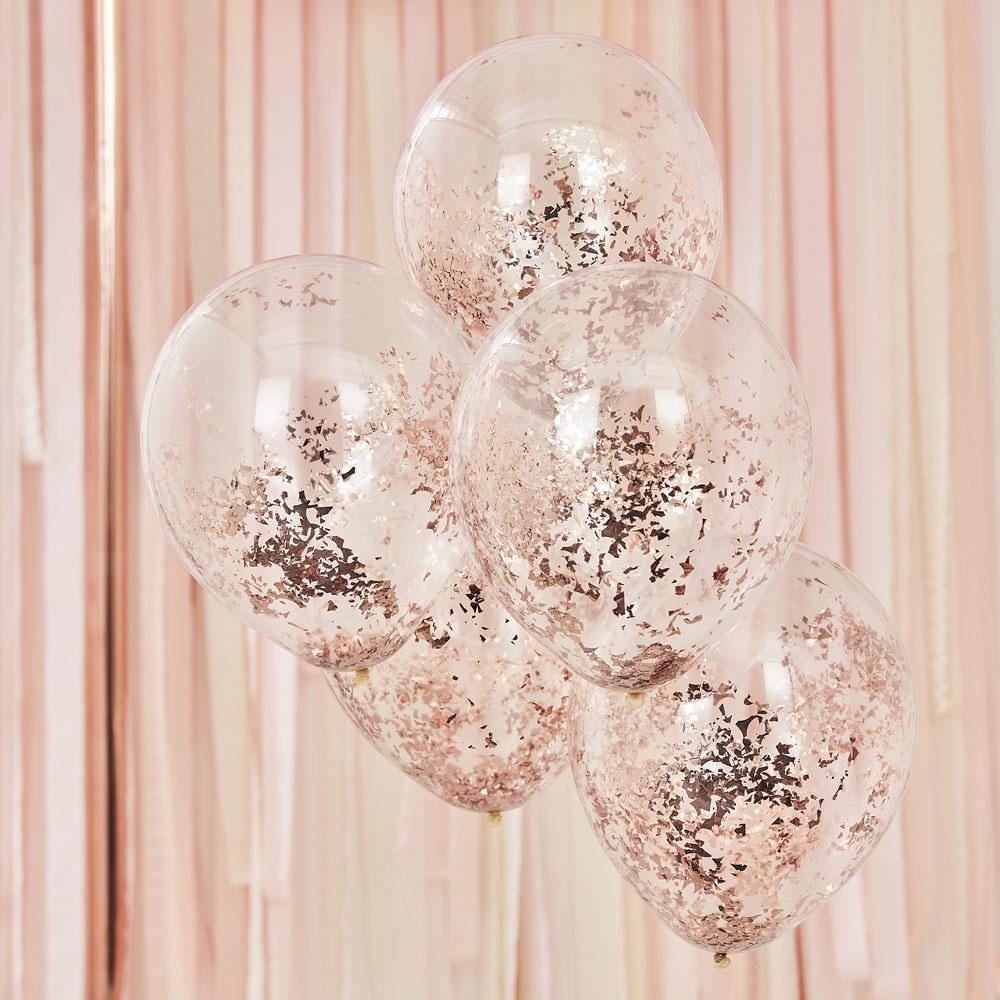 Mix It Up Rose Gold Foil Confetti Balloons X5