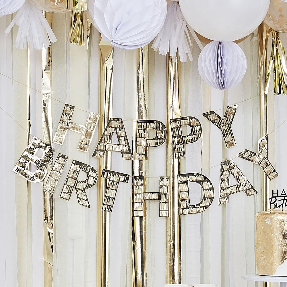 Click to view product details and reviews for Mix It Up Gold Fringe Happy Birthday Bunting.