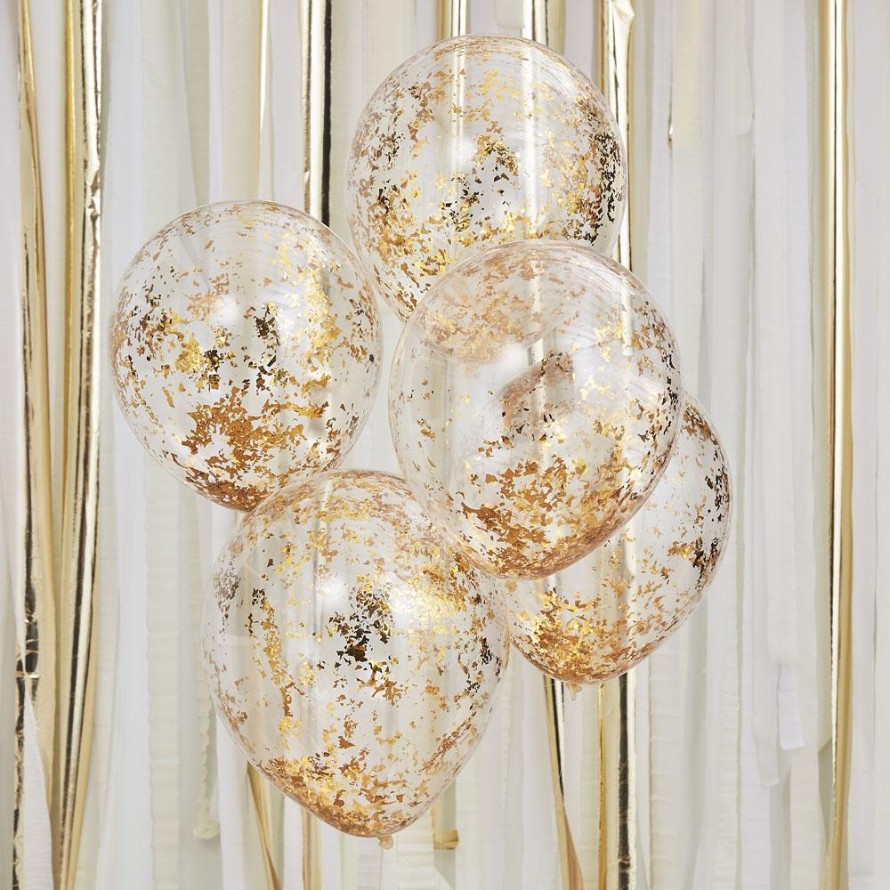 Mix It Up Gold Foil Confetti Balloons X5