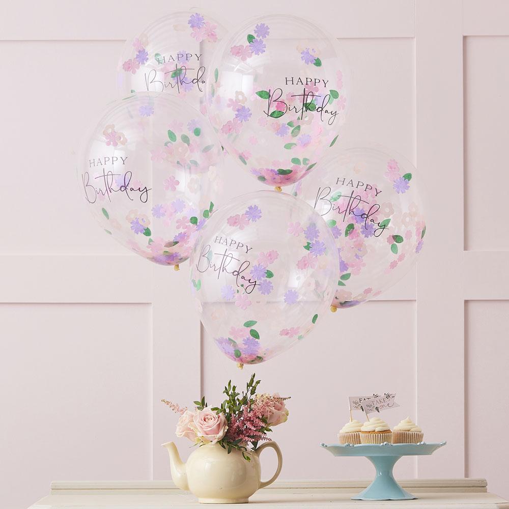 Lets Partea Happy Birthday Confetti Balloons X5