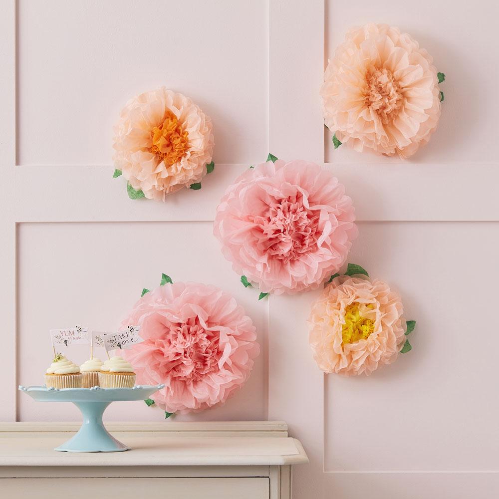 Click to view product details and reviews for Lets Partea Paper Flower Pom Poms X5.