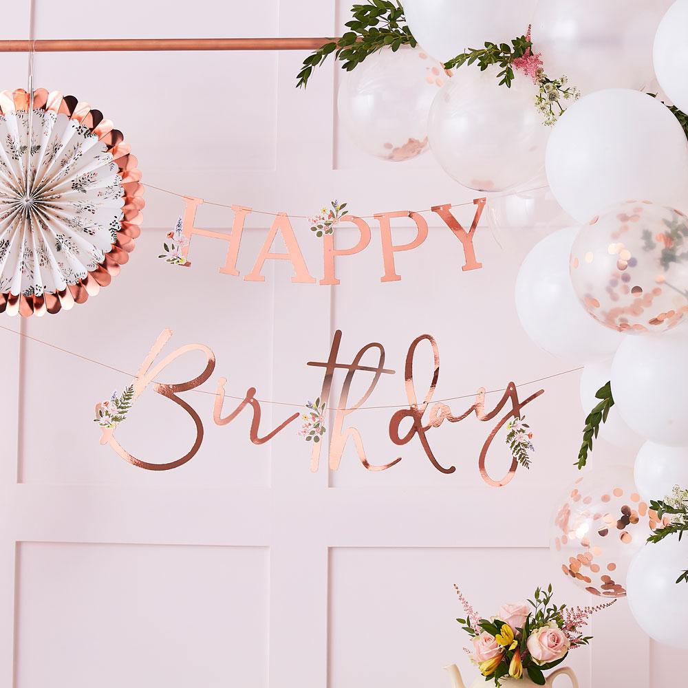 Lets Partea Rose Gold Happy Birthday Bunting