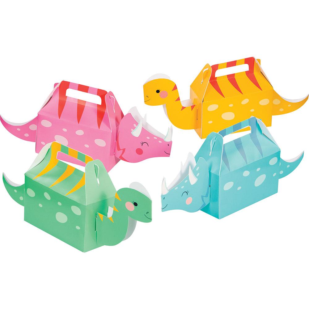 Dino Party Girl 3d Treat Boxes X4