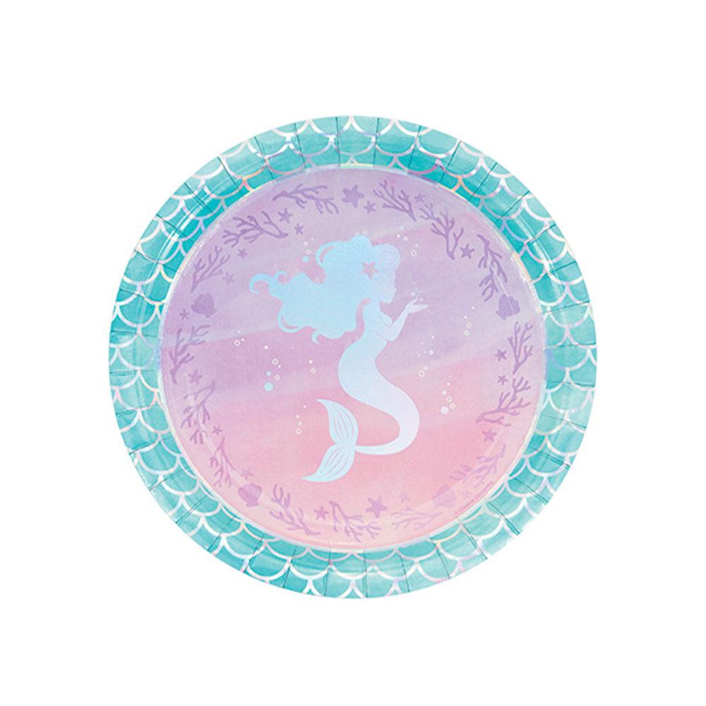 Click to view product details and reviews for Mermaid Shine Iridescent Foil Paper Plates X8.