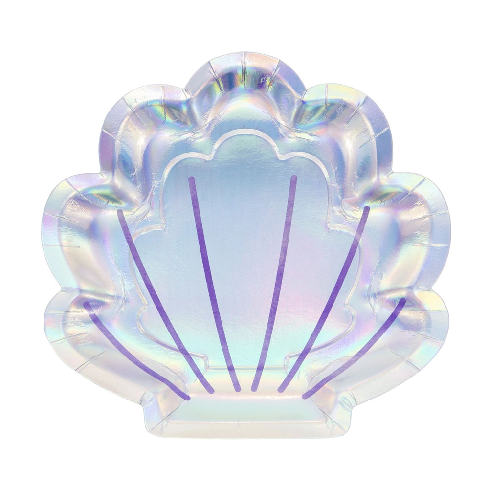 Click to view product details and reviews for Mermaid Shine Iridescent Foil Paper Shaped Plates X8.
