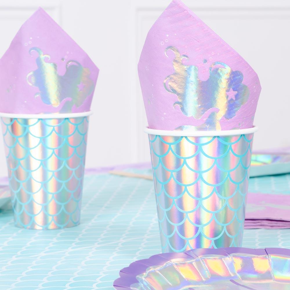 Click to view product details and reviews for Mermaid Shine Paper Cups Iridescent Foil X8.