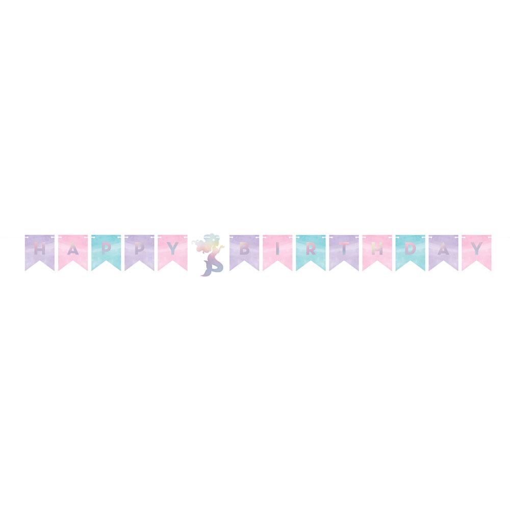 Click to view product details and reviews for Mermaid Shine Iridescent Happy Birthday Banner With Twine.