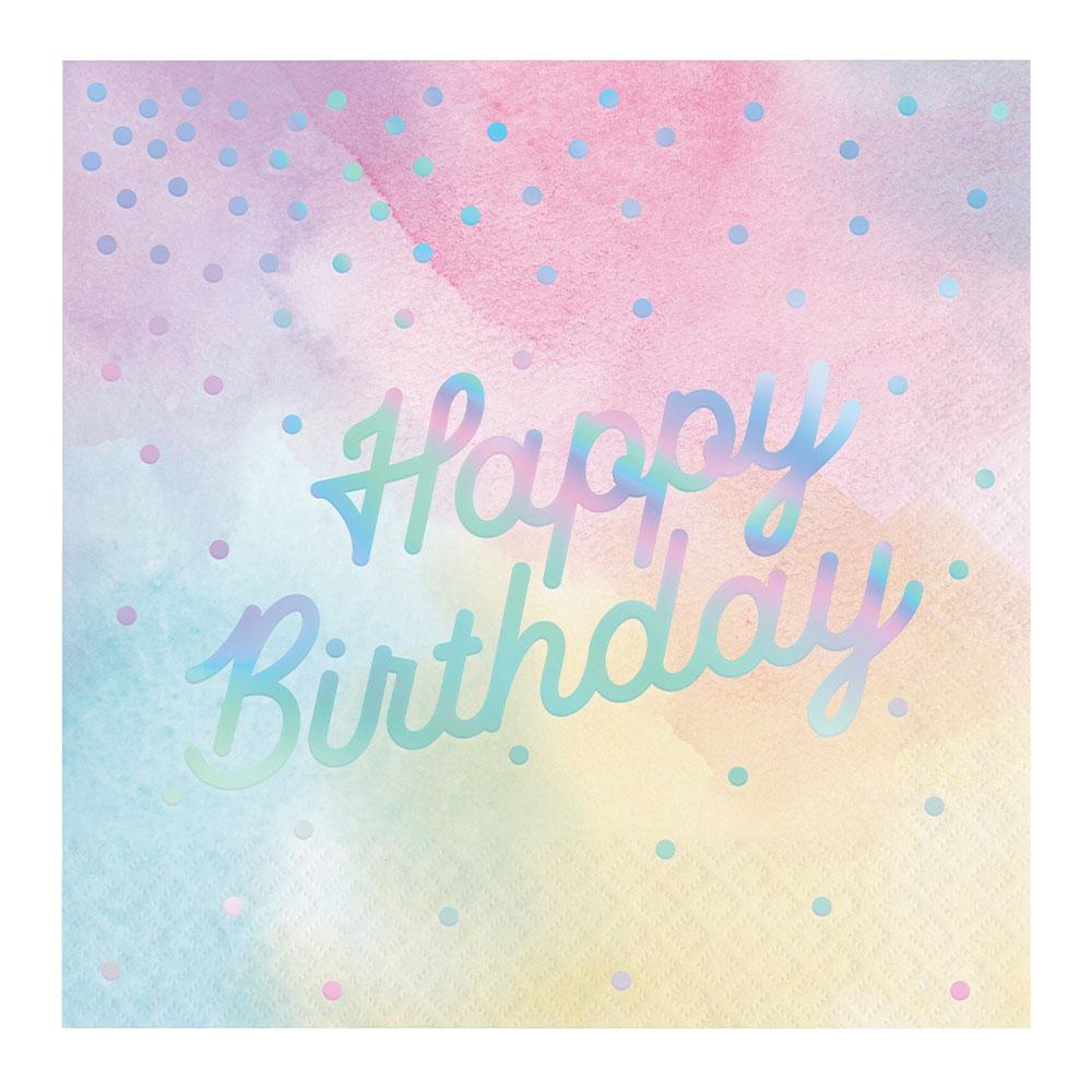 Iridescent Party Happy Birthday Napkins X16