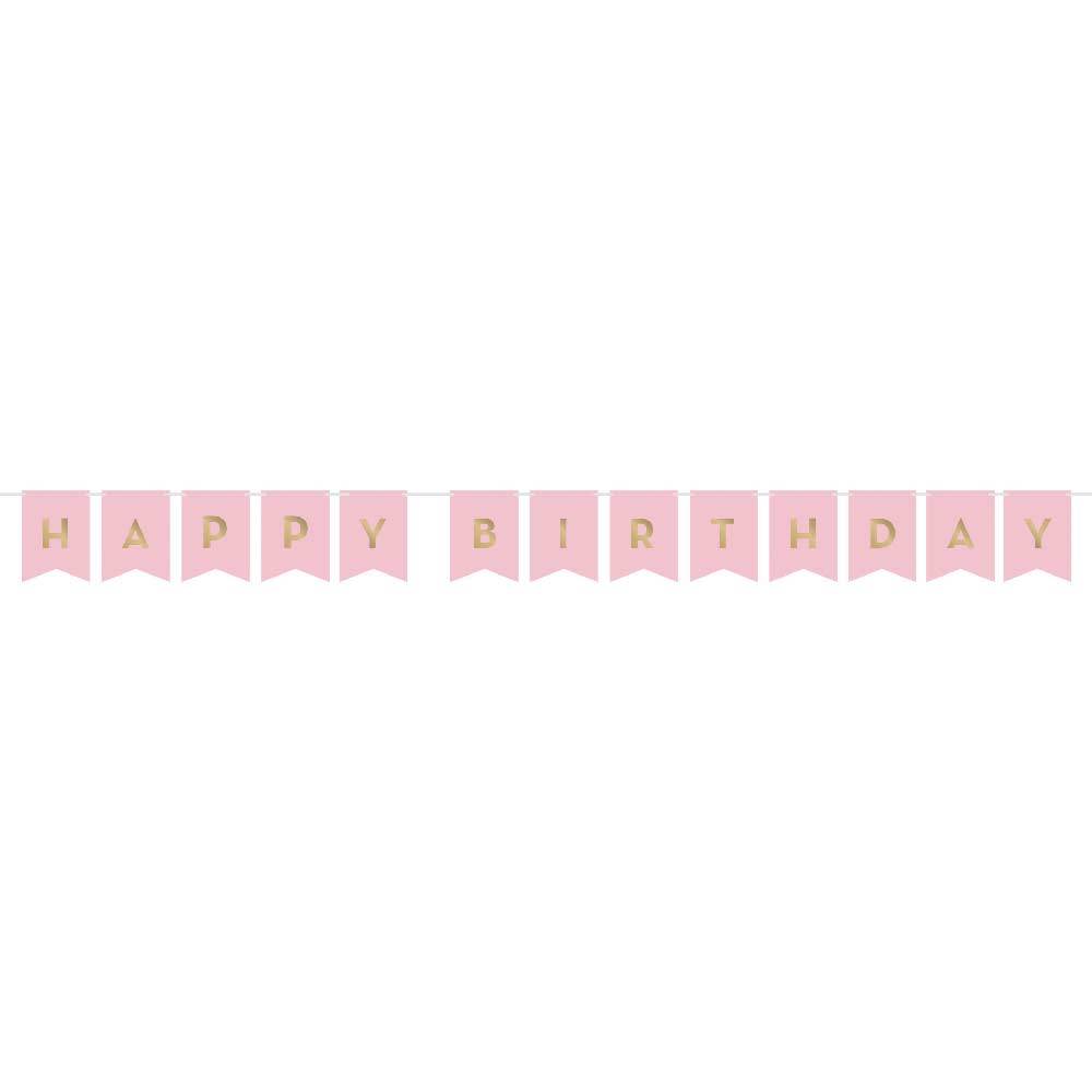 Pink Gold Celebration Happy Birthday Banner