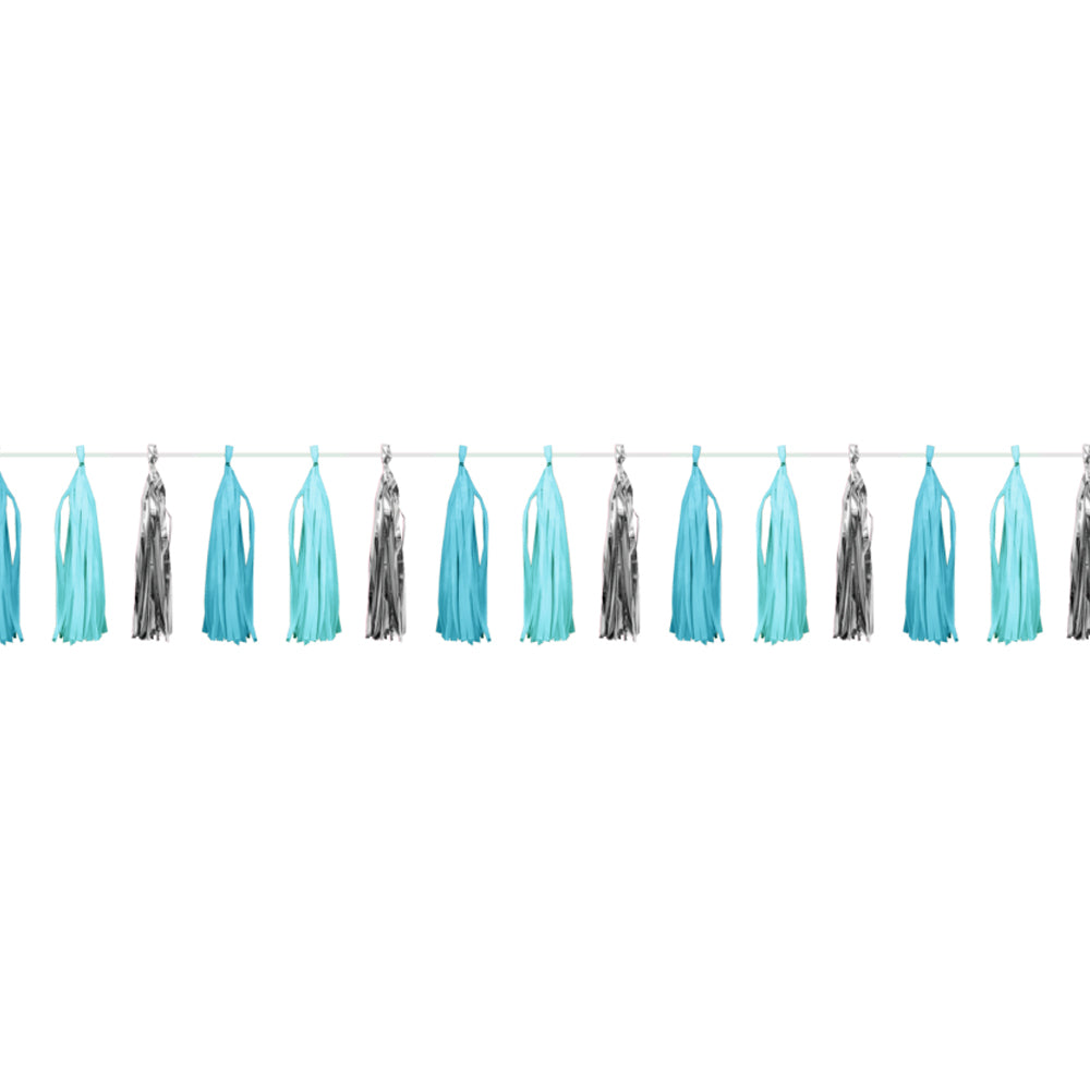 Blue Silver Celebration Tassel Garland