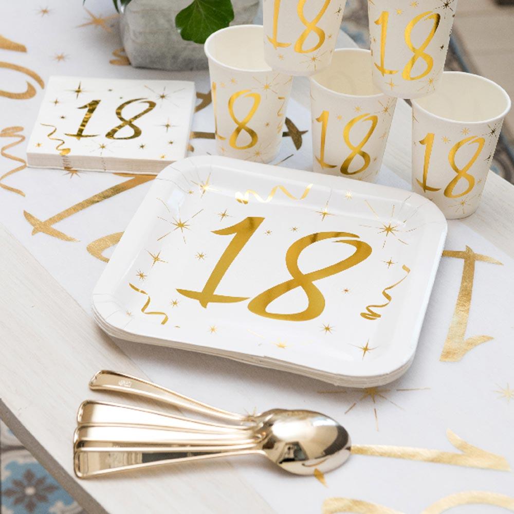 18th Birthday White Gold Sparkle Plates X10