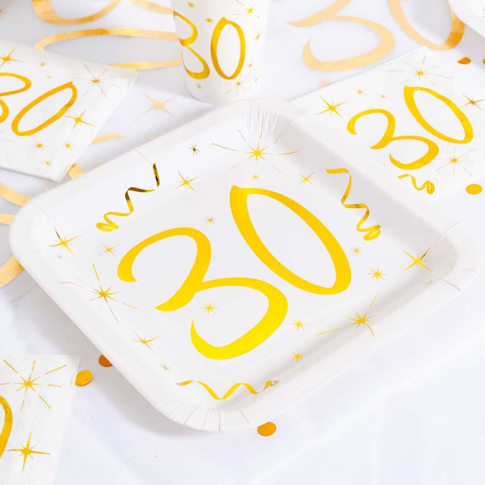 Click to view product details and reviews for 30th Birthday White Gold Sparkle Plates X10.