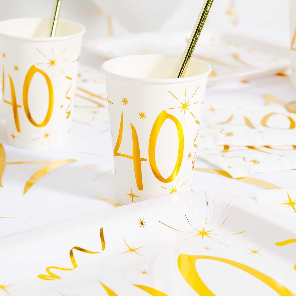 Click to view product details and reviews for 40th Birthday White Gold Sparkle Cups X10.